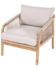 Lounge Set mit Tisch und Ottomane 4-Sitzer SUMBA Akazienholz Hellbraun_1087446