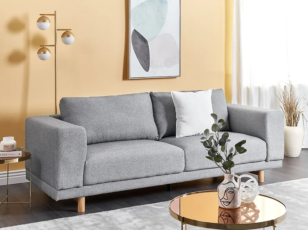 Sofa 3-Sitzer NIVALA Stoff Hellgrau_1182457