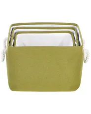 Set of 3 Baskets DARQAB Cotton Olive Green_849719