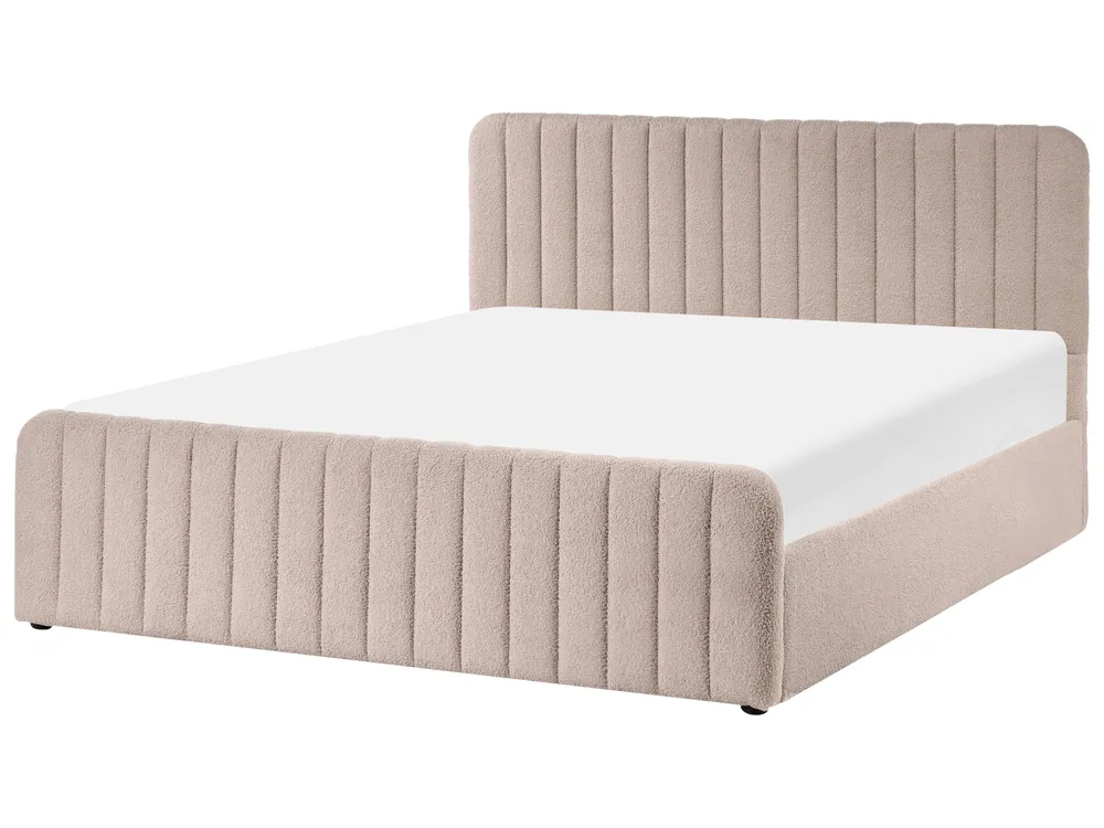 Ottoman Bed LUNAN Boucle Beige 160 x 200 cm (EU King Size)_1048450