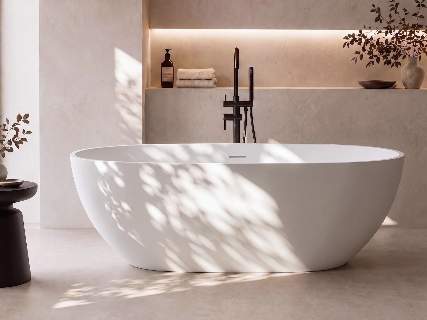 Freestanding Bathtub LAMANGA 1700 x 750 mm Solid Surface White_1098756