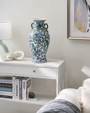 Blumenvase SEGOWIA 47 cm Porzellan Weiß / Blau_1052852