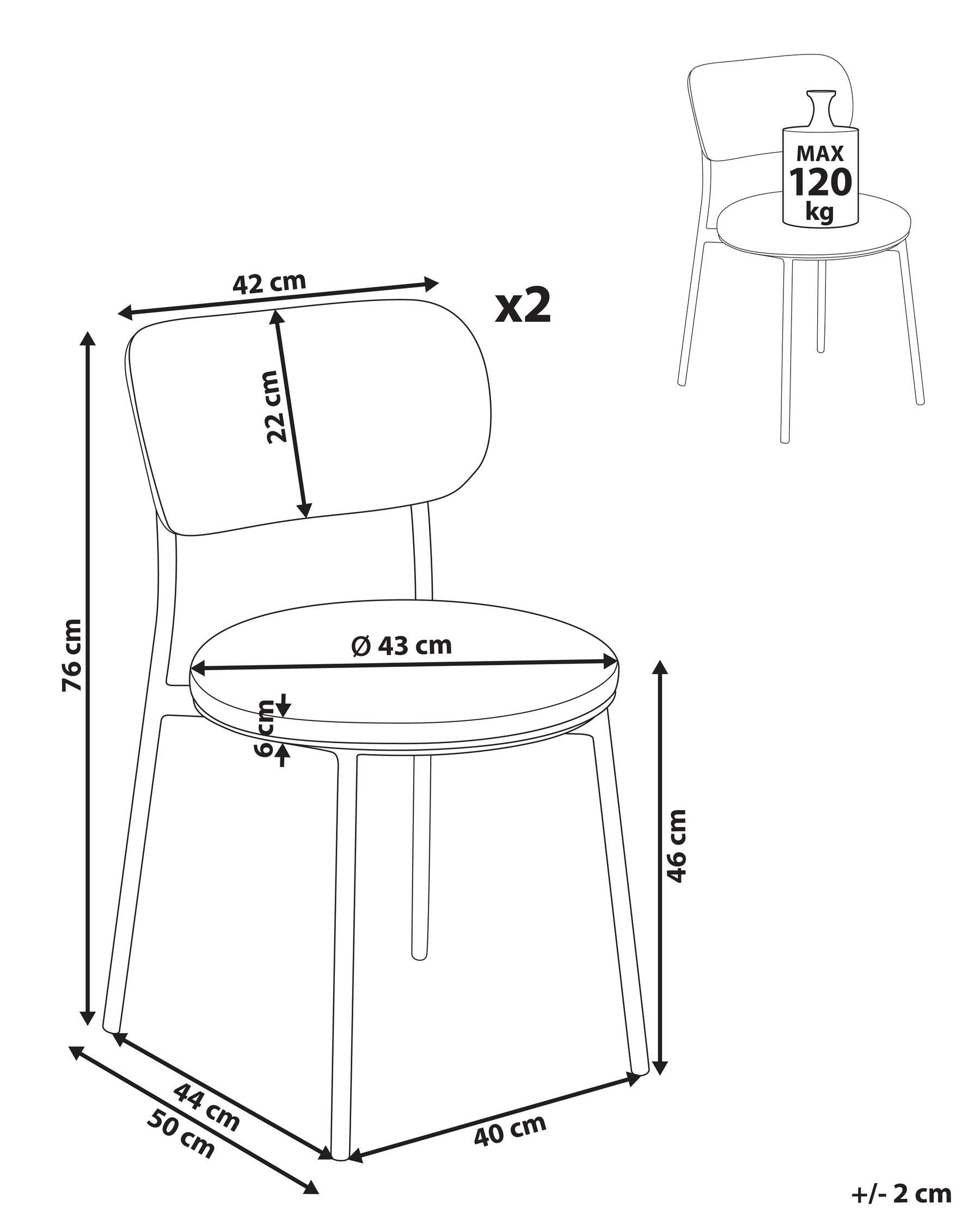 Esszimmerstuhl 2er Set CASEY Bouclé Cremeweiß_887269