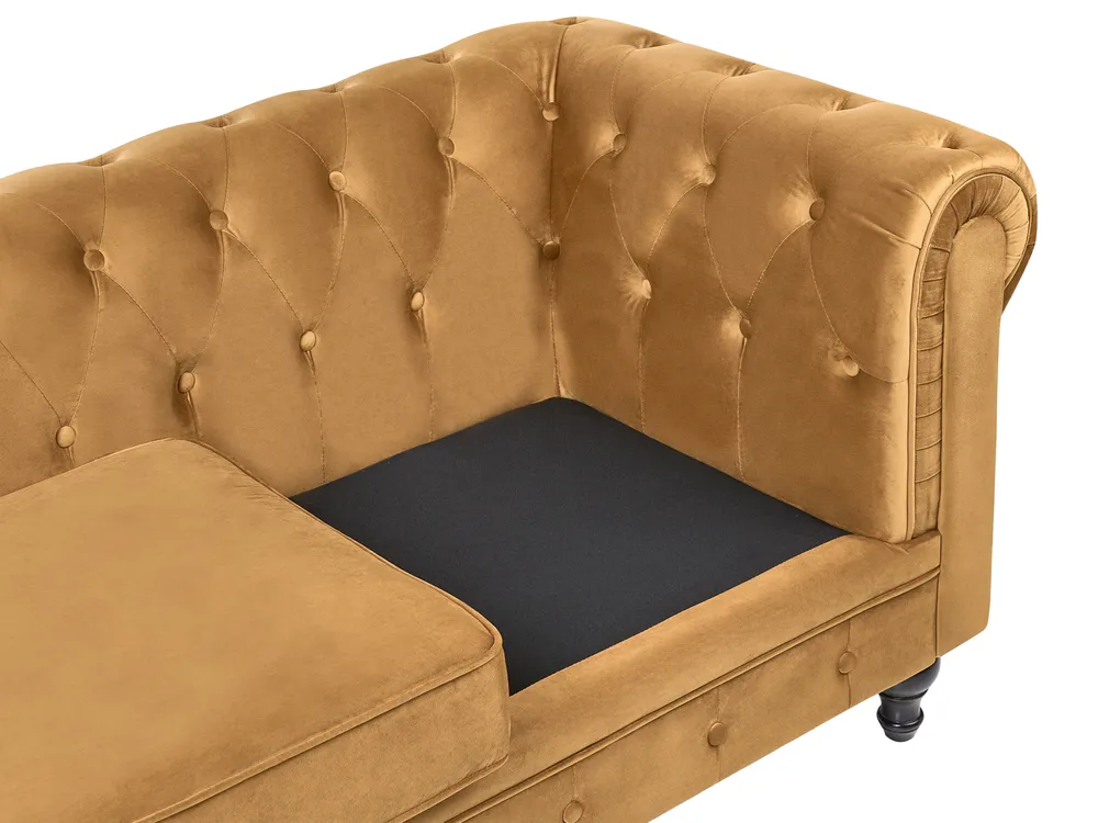 Living Room Set 4 Seater CHESTERFIELD Velvet Gold_1041509