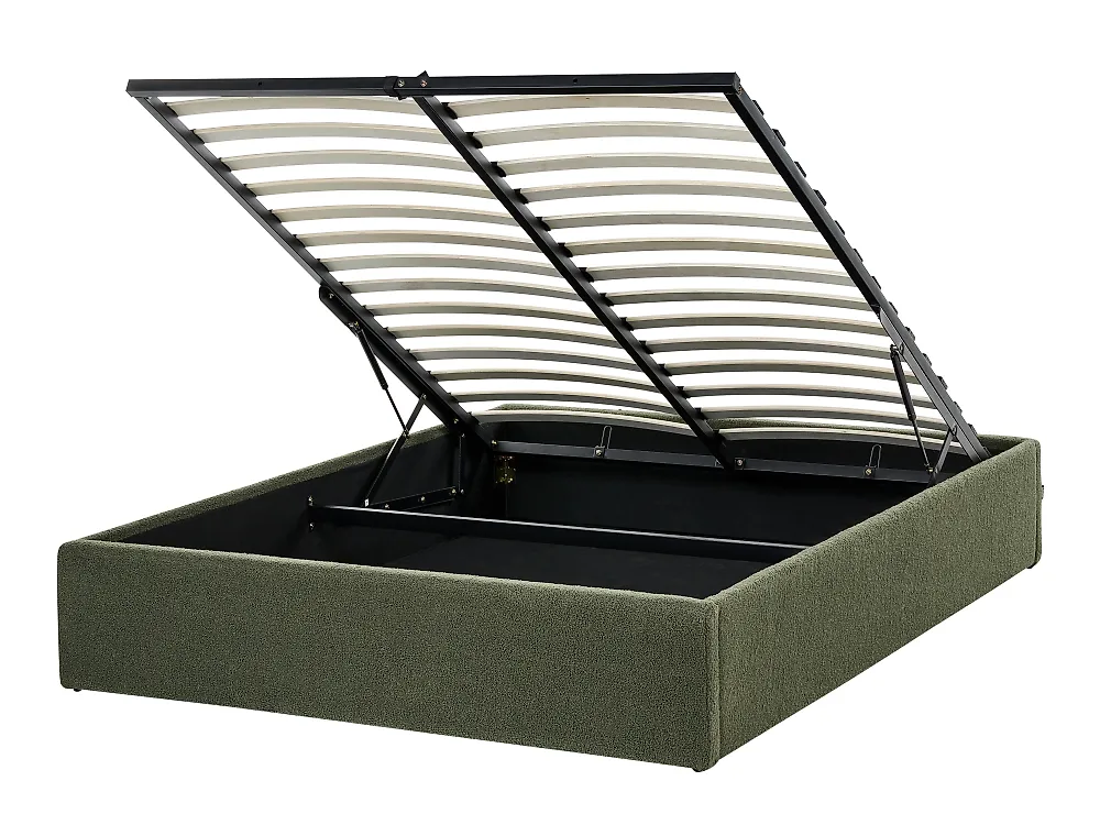 Ottoman Bed without Headboard DINAN Boucle Dark Green 120 x 200 cm (EU Small Double)_1188250