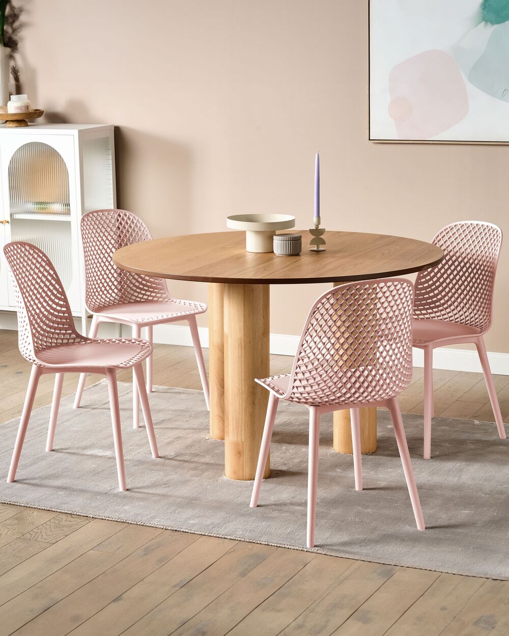 Set van 4 eetkamerstoelen EMORY Pastelroze