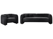 Sofa Set 4-Sitzer LEIREN Chenillegewebe Schwarz_1028707