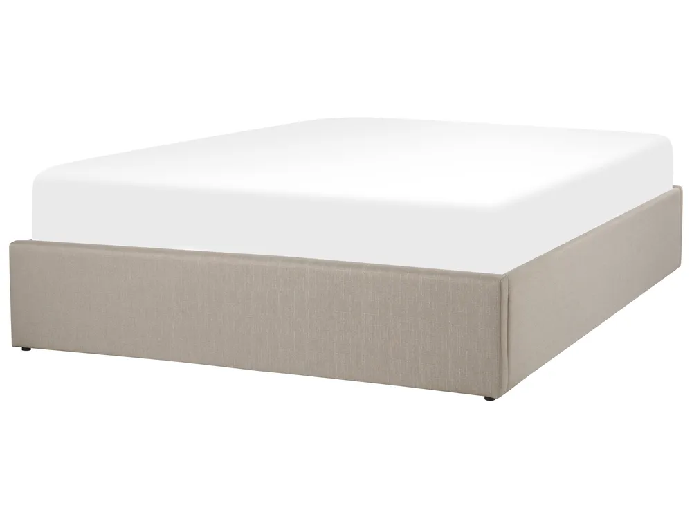 Ottoman Bed without Headboard DINAN Fabric Light Brown 140 x 200 cm (EU Double)_1002163