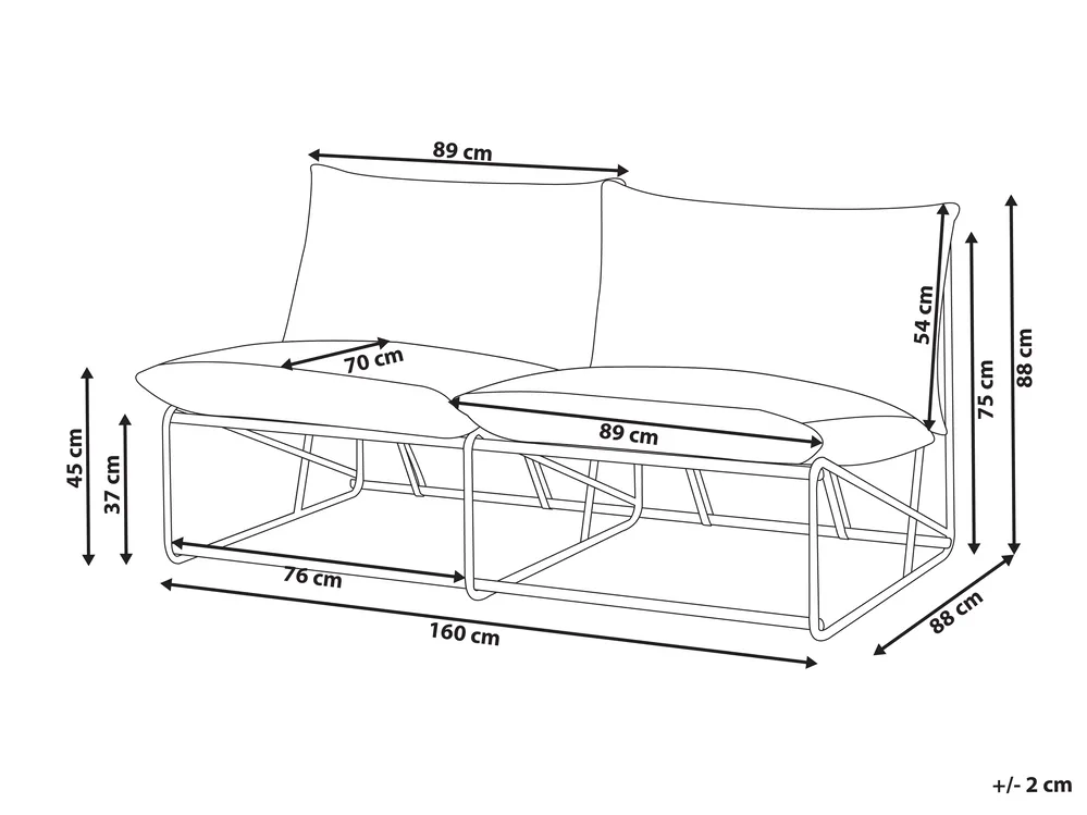Gartensofa 2-Sitzer PICO Metall Grau_1012762