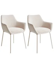 Esszimmerstuhl 2er Set BOWDON Chenillegewebe Hellbeige_968407