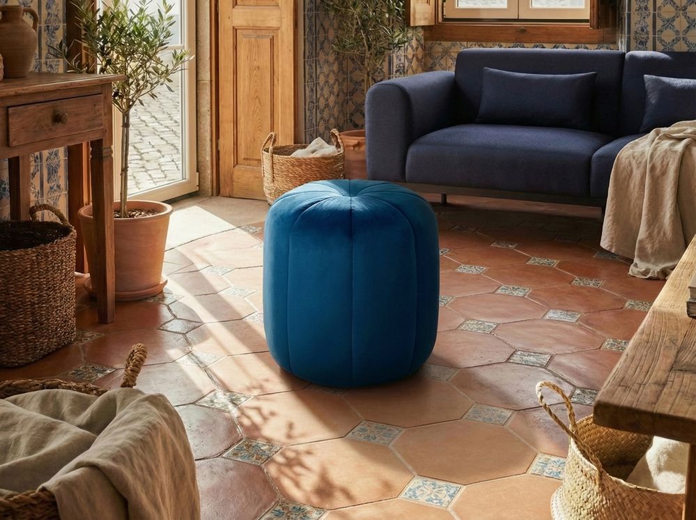Poef SELBY Fluweel Blauw
