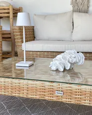 Lounge Set mit Tisch 5-Sitzer VITTORIA XL Polyrattan Cremeweiß_1012335