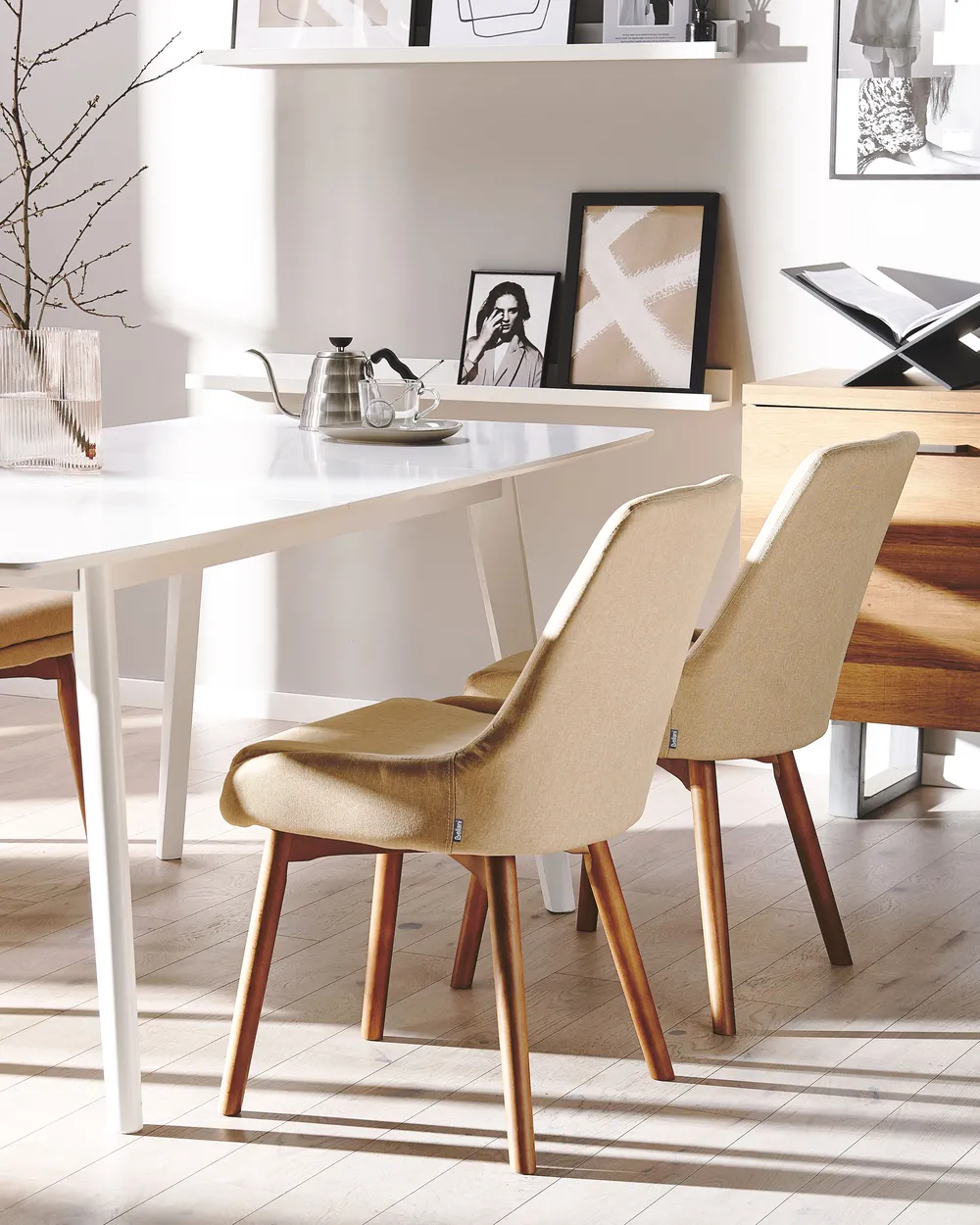 Esszimmerstuhl 2er Set MELFORT Stoff Sandbeige