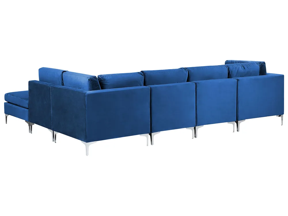 Modul Ecksofa 5-Sitzer EVJA mit Ottomane Samtstoff Marineblau linksseitig_859852
