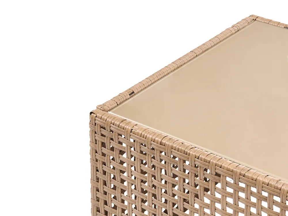 Garden Sofa with Table 2 Seater OMEGANA PE Rattan Light Beige_1040859
