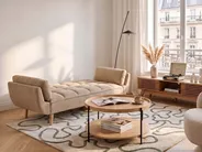 Sofa Bed 3 Seater ASBY Fabric Light Brown_1079495