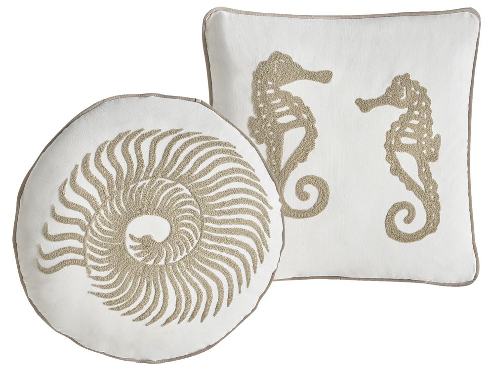 Set of 2 Decorative Cushions SINDORA 45 x 45 cm Cotton White Animal Pattern