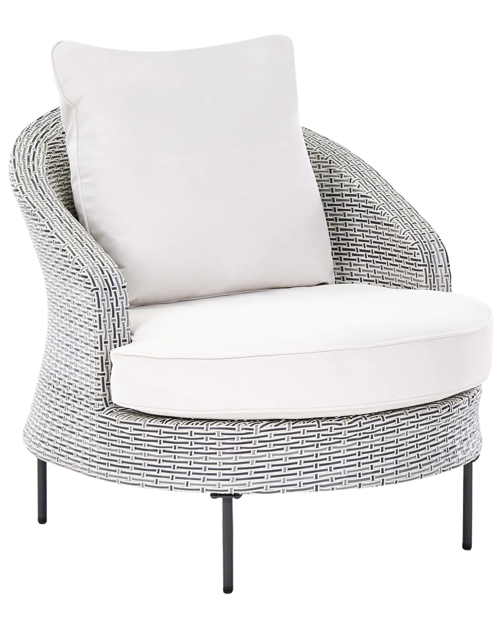 Gartensessel mit Ottomane ARCILLE Polyrattan Grau_1082777