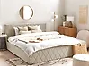 Bett mit Stauraum ROCHEFORT Samtstoff Beige 180 x 200 cm