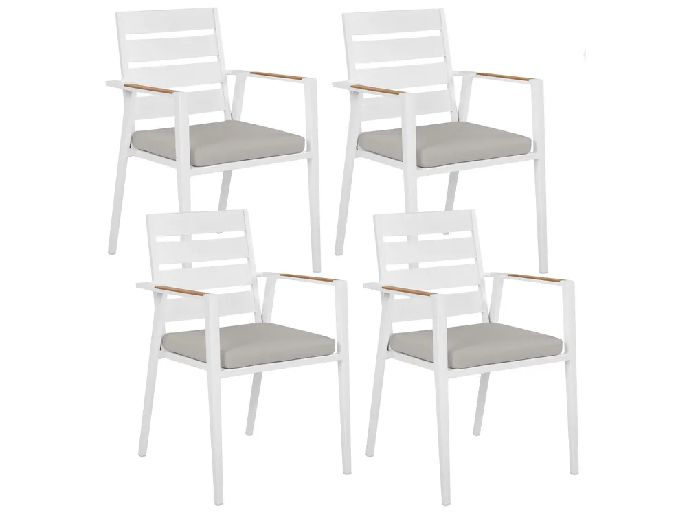 Gartenmöbel Set 4-Sitzer MALETTO/TAVIANO inkl. Kissen Metall Marmor Optik Grau_923068