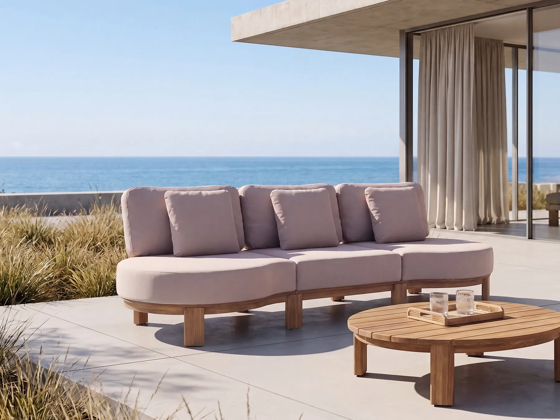 Garden Sofa 3 Seater ARZELLO Acacia Wood Light Brown_1163917