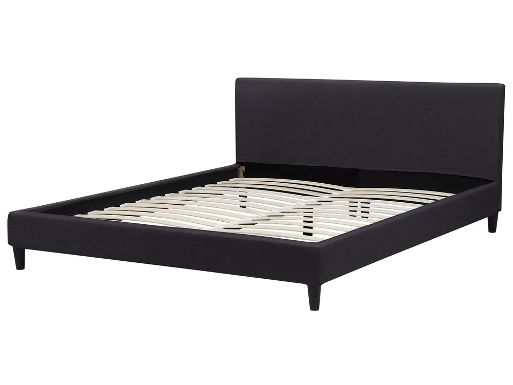 Bett mit Lattenrost Stoff FITOU 180 x 200 cm Schwarz_877062