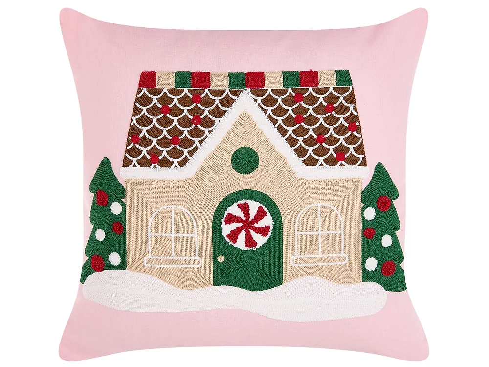 Set van 3 sierkussens VELLYN 30 x 50 cm 45 x 45 cm Roze kerstmotief_1164688