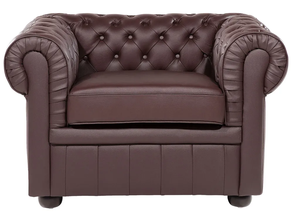 Living Room Set 4 Seater CHESTERFIELD Leather Brown_769470