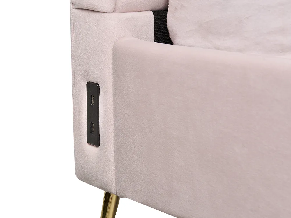 Bett mit Lattenrost Samtstoff MIRIBEL 180 x 200 cm Pastellrosa_870557