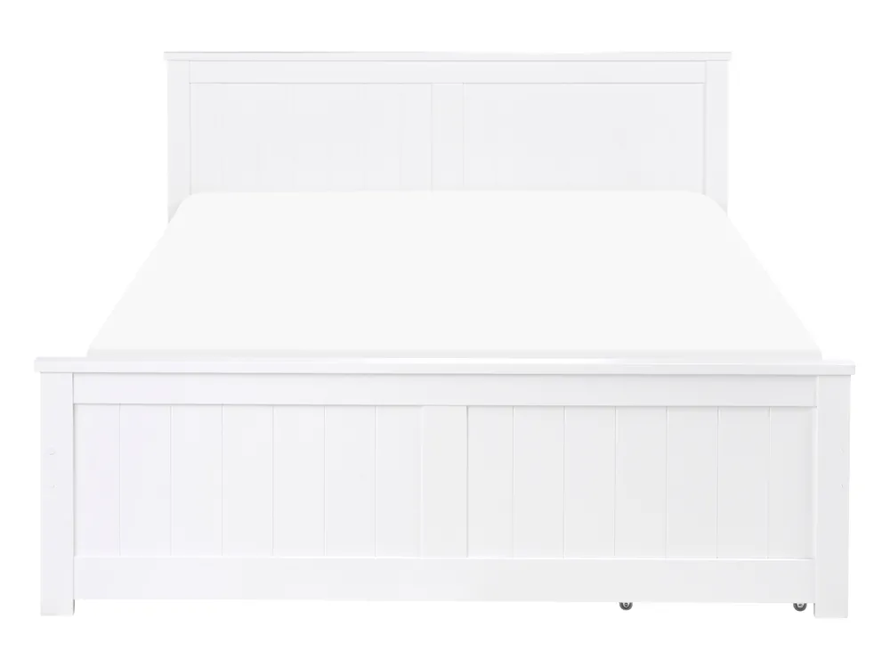Bed with 2 Drawers SABRAN Pine Wood White 140 x 200 cm (EU Double)_1061260