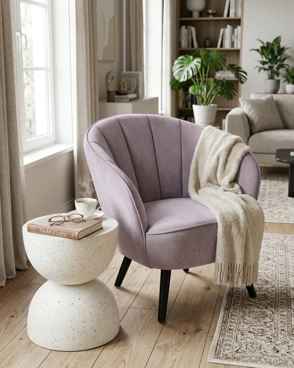 Sessel DALA Samtstoff Rosa