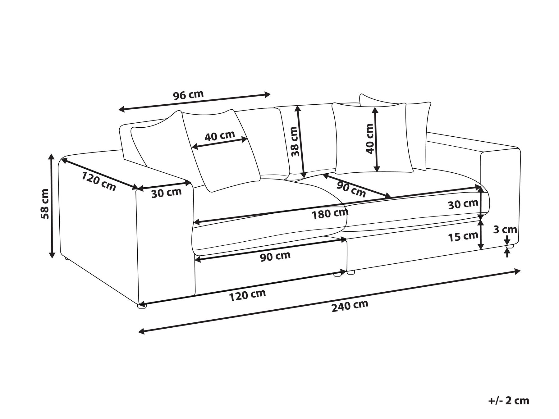 Sofa 3-Sitzer GLORVIKA II Stoff Taupe_923874