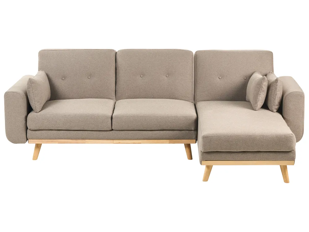 Eckschlafsofa 3-Sitzer KAARINA Stoff Hellbraun linksseitig