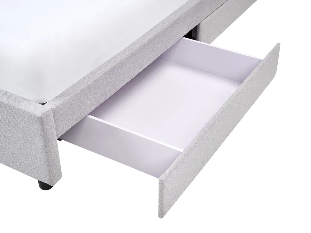 Bed with Storage Drawers without Headboard PRADES Fabric Light Grey 140 x 200 cm (EU Double)_996096