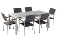Gartenmöbel Set 6-Sitzer GROSSETO Dreifachplatte Granit poliert Grau / Schwarz_1025540