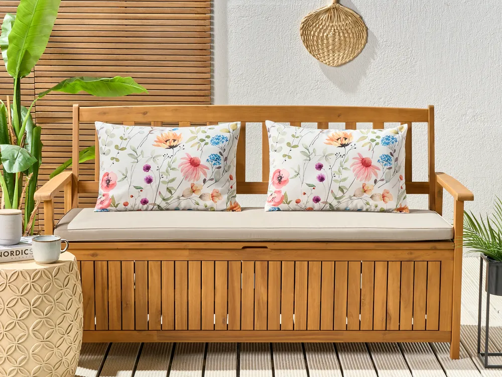 Gartenkissen 2er Set MONESI Blumenmuster 40 x 60 cm Bunt_894859