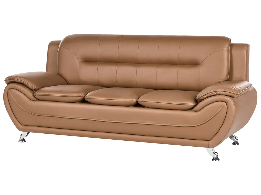 Sofa 3-Sitzer LEIRA Kunstleder Goldbraun_1058346