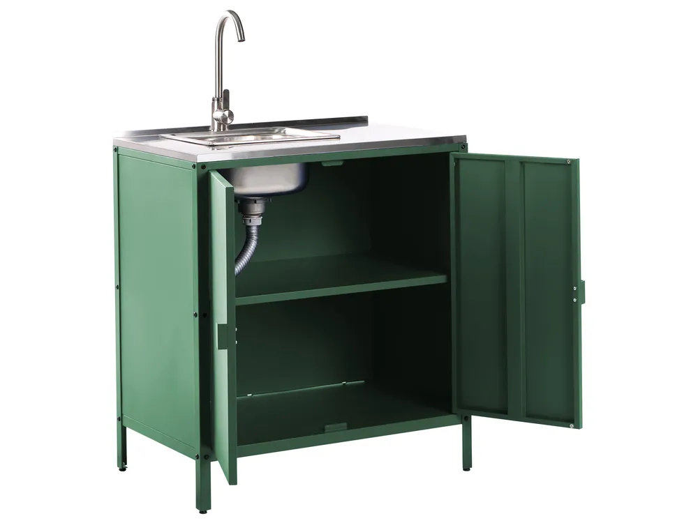 2 Piece Outdoor Kitchen Set with Sink VILAMA Green Metal_974258