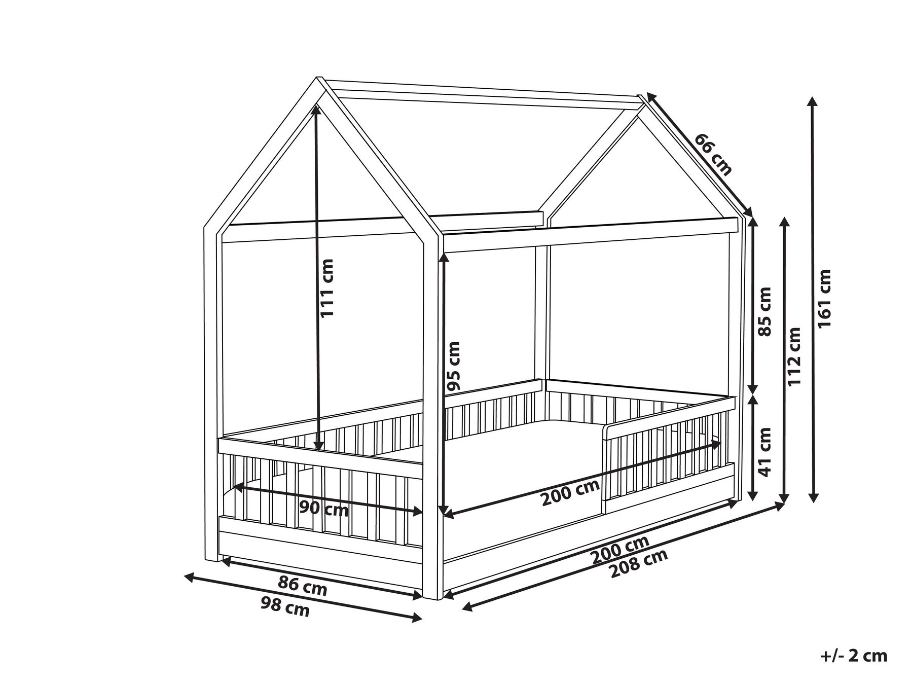 Kinderbett Haus Kiefernholz COSSAYE 90 x 200 cm Pastellrosa_1033697