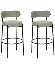 Set of 2 Bar Chairs ALLISON Boucle Light Green_1022206