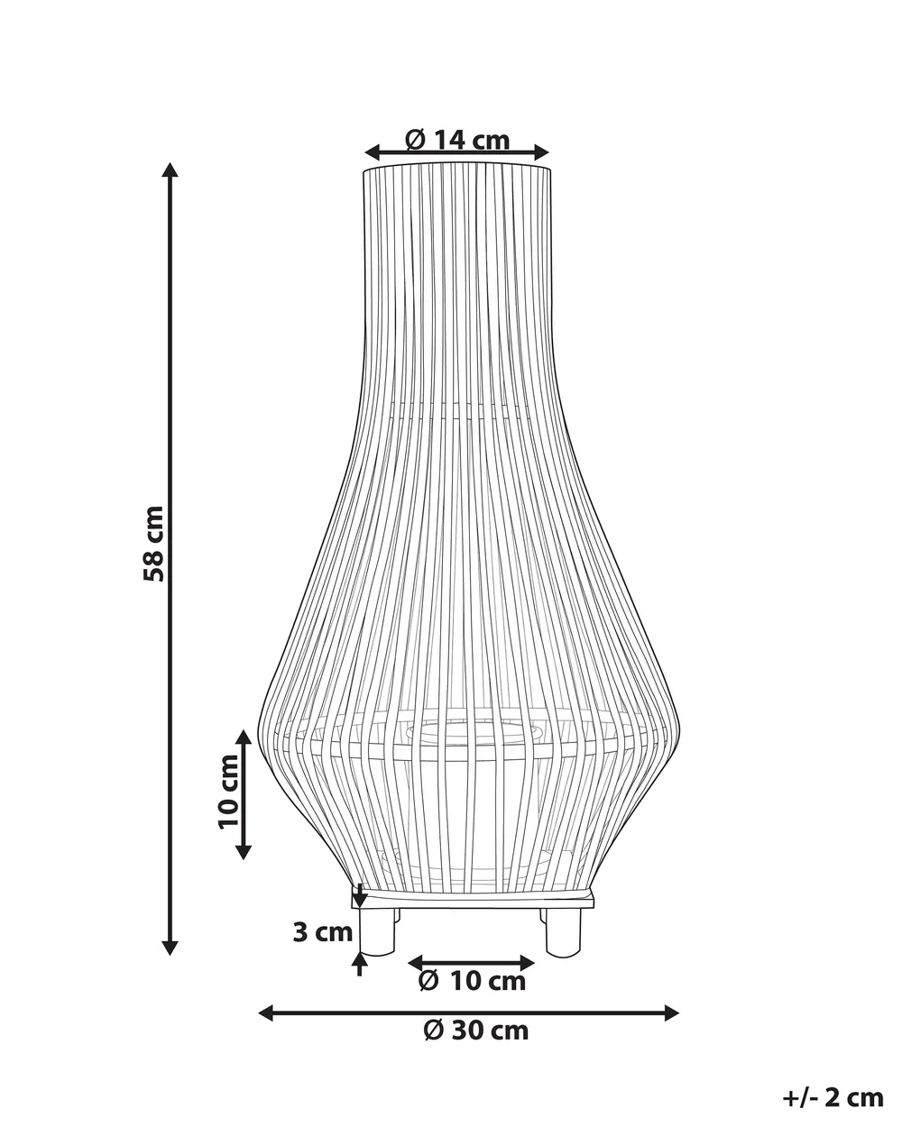 Laterne LEYTE 58 cm Bambus Schwarz_873493