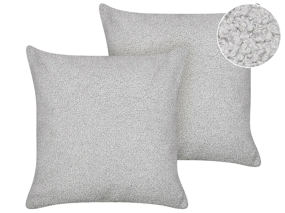 Dekokissen 2er Set LEUZEA 45 x 45 cm Bouclé Grau Ohne Muster