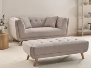 Sofa 2 Seater HABO with Ottoman Fabric Taupe_1077135