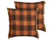 Dekokissen 2er Set BARJA 45 x 45 cm Orange Kariertes Muster_902661