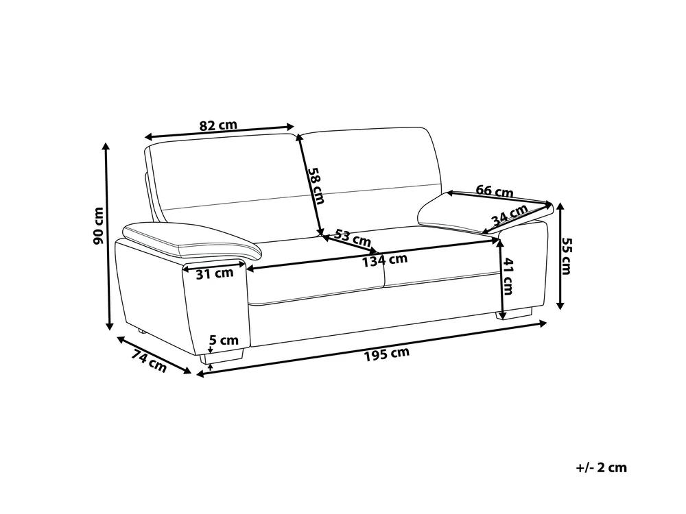 Sofa 3 Seater VOGAR Faux Leather Dark Brown_730432