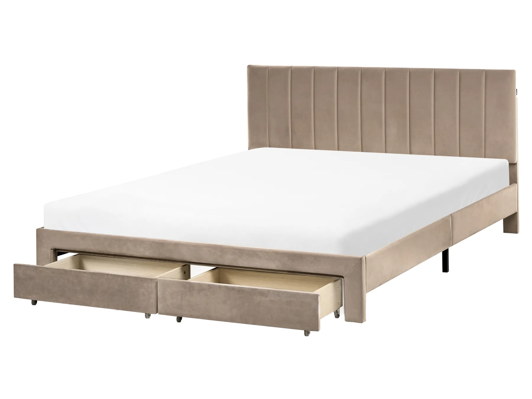Krevet s ladicama LONZAC Samet Sivo-bež 160 x 200 cm_1014840