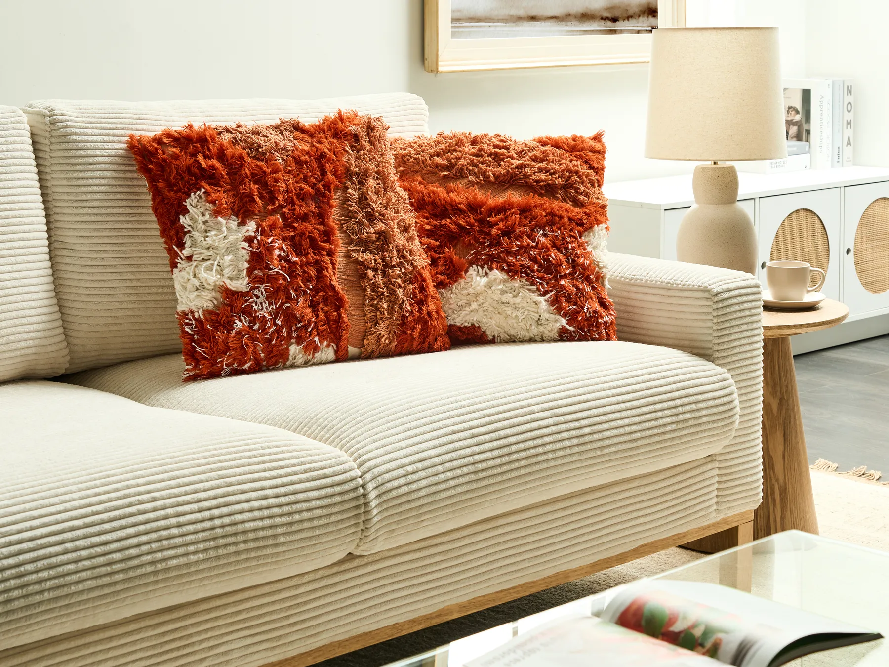 Dekokissen 2er Set SAGENIA 45 x 45 cm Baumwolle Orange Abstraktes Muster_940085
