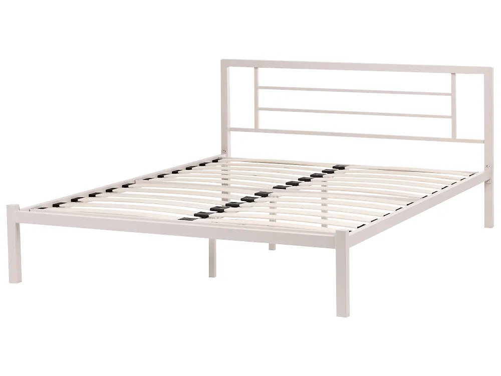 Bett mit Lattenrost Metall CUSSET 160 x 200 cm Hellbeige_1162084