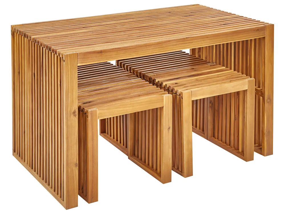 Gartenmöbel Set mit Hockern 4-Sitzer BELLANO Akazienholz Braun_922118