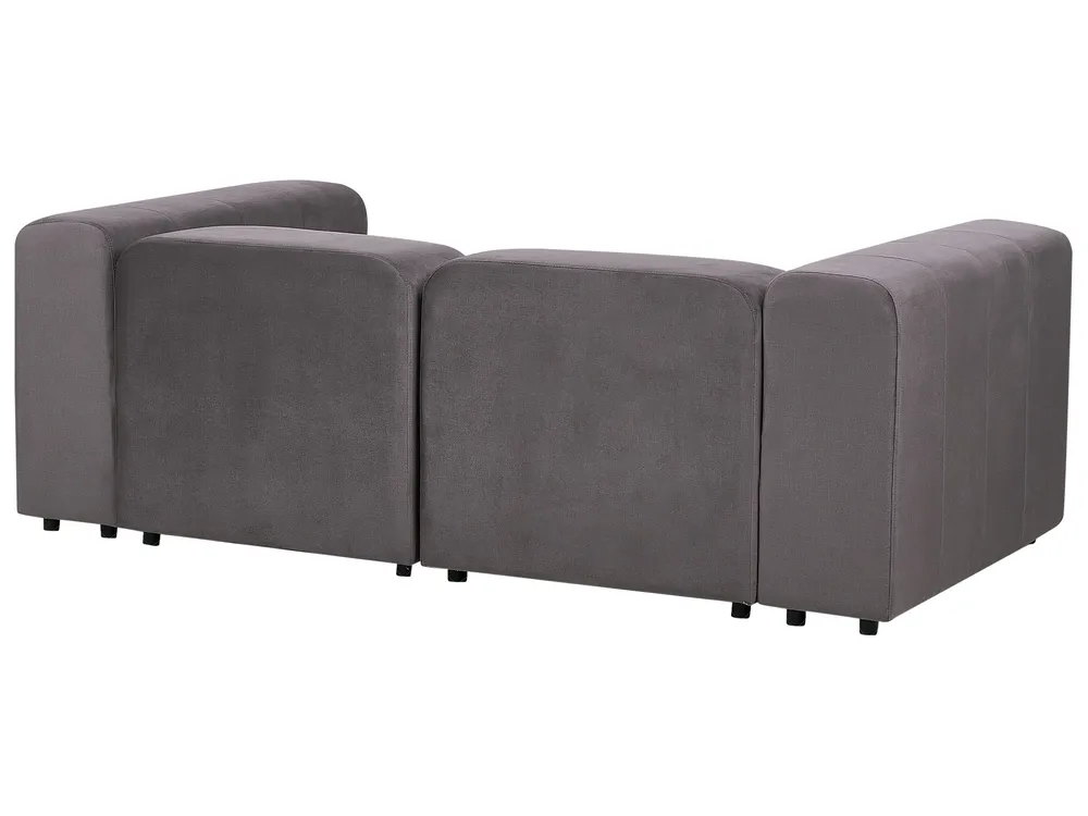 Modulsofa 2-Sitzer FALSTERBO mit Ottomane Samtstoff Taupe_919330